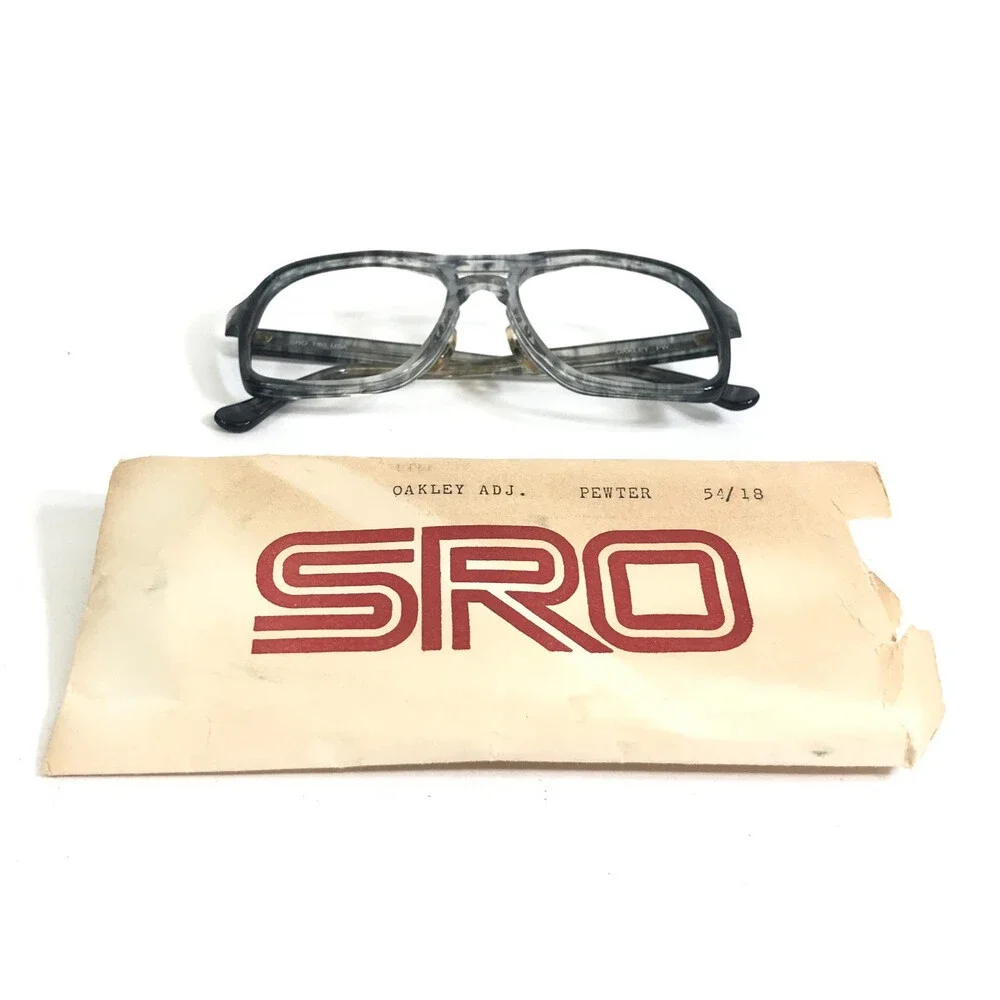 Vintage SRO Eyeglasses Frames OAKLEY PW Pewter Smoke Gray Square Pilot 54-18-135